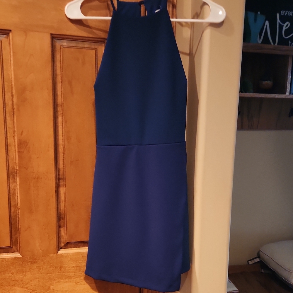 Lush Blue Halter Sheath Mini Romper/skort Size XS